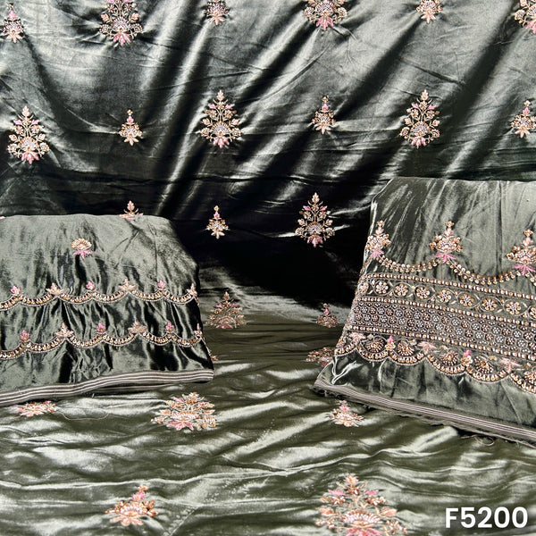 Cut Dana Thread Sequins Work Velvet Fabric-F5200